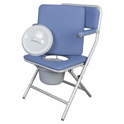 Cadeira sanitária articulada sem rodas. Azul/ medidas largura 56 cm, altura: 82-102