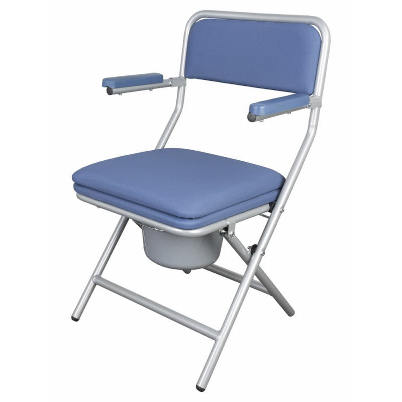 Cadeira sanitária articulada sem rodas. Azul/ medidas largura 56 cm, altura: 82-102